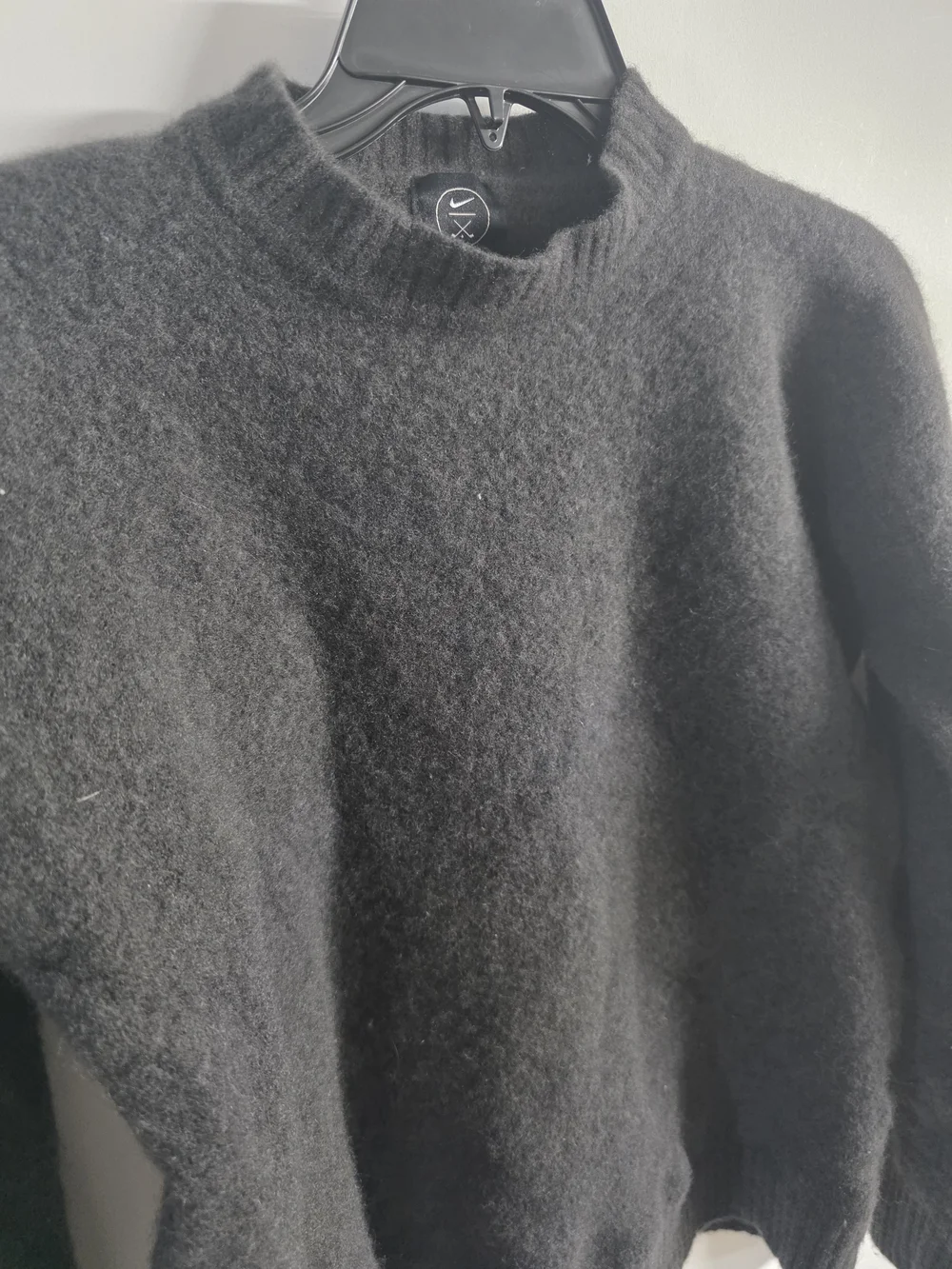 Vintage 90s Nike Golf Sweater Womens XL 100% Lambswool Black Hong Kong Swoosh